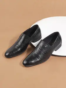 Metro Men Textured Formal Leather Slip-On Shoes