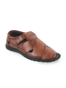 Mochi Men Textured Leather Shoe-Style Sandals