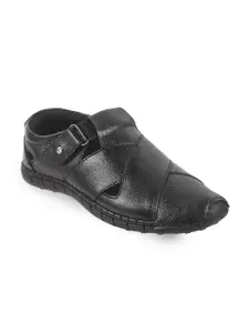 Mochi Men Textured Leather Shoe-Style Sandals