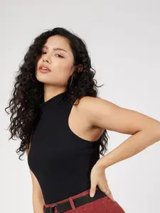 SASSAFRAS Ribbed High Neck Fitted Regular Top