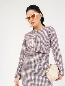 SASSAFRAS Burgundy Checked Long Sleeve Shirt Style Top