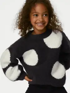 Marks & Spencer Girls Abstract Printed Fuzzy Pullover Sweater