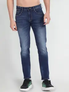 Flying Machine Men Tapered Fit Mid-Rise Heavy Fade Clean Look Stretchable Jeans