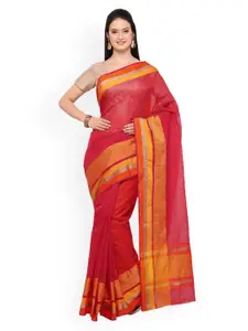 Saree mall Pink & Yellow Silk Blend Solid Saree