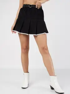 SASSAFRAS Corduroy Pleated Pure Cotton Flared Mini Skirt