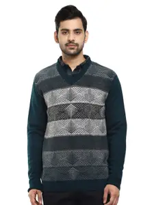V-Mart Self Design V Neck Long Sleeves Cotton Pullover Sweaters