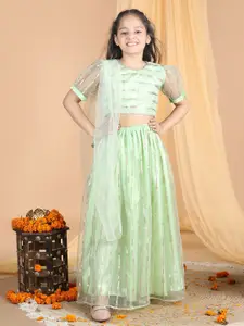 Cutiekins Girls Embroidered Ready To Wear Lehenga & Blouse With Dupatta