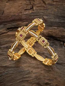 Kushal's Fashion Jewellery Set Of 2 Gold-Plated Bangles