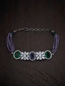 Kushal's Fashion Jewellery Cubic Zirconia Rhodium-Plated Link Bracelet