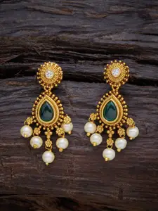 Kushal's Fashion Jewellery Gold-Plated Teardrop Shaped Drop Earrings