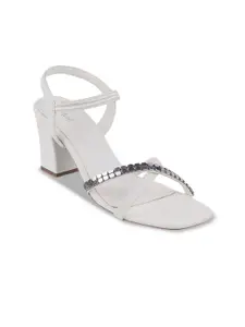 Mochi Embellished Party Block Heels With Backstrap