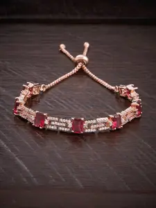 Kushal's Fashion Jewellery Cubic Zirconia Rose Gold-Plated Wraparound Bracelet