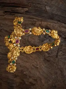 Kushal's Fashion Jewellery Set Of 2 Gold Plated Stones Studded Antique Bangles