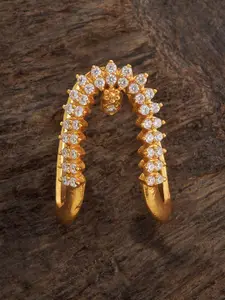 Kushal's Fashion Jewellery 92.5 Pure Silver Gold-Plated Stone-Studded Adjustable Ring