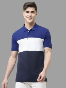 Leotude Colourblocked Polo Collar Casual T-shirt