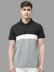 Leotude Colourblocked Polo Collar Casual T-shirt