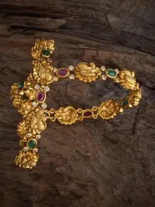 Kushal's Fashion Jewellery Set Of 2 Gold-Plated Stones-Studded Antique Bangles