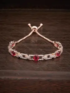Kushal's Fashion Jewellery Cubic Zirconia Rose Gold-Plated Cuff Bracelet