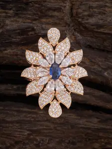 Kushal's Fashion Jewellery Rose Gold-plated Zircon-studded Adjustable Finger Ring