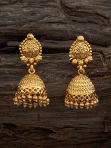Kushal's Fashion Jewellery Gold-Plated Dome Shaped Jhumka