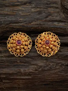 Kushal's Fashion Jewellery 92.5 Pure Silver Gold-Plated Classic Studs Earrings