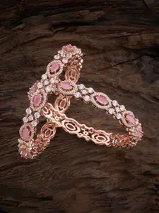 Kushal's Fashion Jewellery Set 2 Rose Gold Pink Stones Bangle