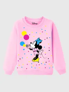 KUCHIPOO Girls Minnie Mouse Printed Fleece Pullover Sweatshirt