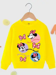 KUCHIPOO Girls Minnie Mouse Printed Fleece Pullover Sweatshirt