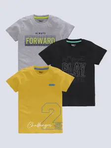 BAESD Boys Pack Of 3 Typography Printed Round Neck Regular T-shirt