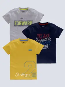 BAESD Boys Pack Of 3 Typography Printed Round Neck Regular T-shirt