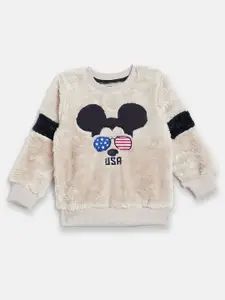 Ben & Joe Girls Mickey Mouse Printed Woolen Pullover Sweater