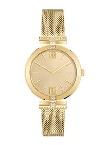 Ted Baker Women Embellished Dial & Bracelet Style Straps Analogue Watch BKPDAF303