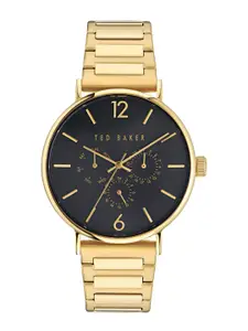 Ted Baker Men Brass Dial & Stainless Steel Bracelet Style Straps Analogue Watch BKPPGF307
