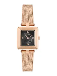 Ted Baker Women Brass Dial & Ceramic Bracelet Style Straps Analogue Watch BKPMSF304