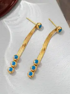 KRYSTALZ Gold-Plated Contemporary Drop Earrings