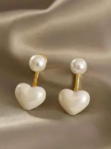 KRYSTALZ Gold-Plated Heart Shaped Drop Earrings