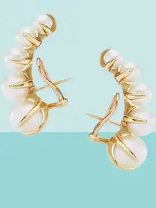 KRYSTALZ Gold-Plated Caterpilar Shape Beaded Drop Earrings