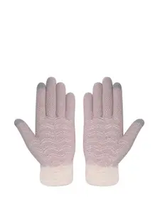 LOOM LEGACY Women Woven Design Knitted Acrylic  Gloves