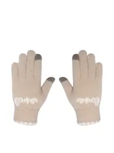 LOOM LEGACY Women Winter Acrylic Woolen Solid Design Hand Gloves