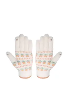 LOOM LEGACY Women Knitted Design Winter Acrylic Woollen Hand Gloves