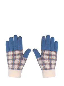 LOOM LEGACY Women Winter Acrylic Woolen Checkered Knitted Hand Gloves