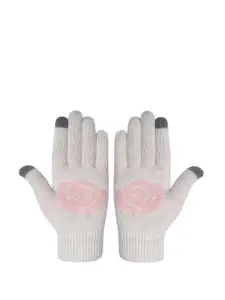 LOOM LEGACY Women Winter Acrylic Woolen Printed Hand Gloves
