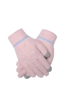 LOOM LEGACY Women Winter Acrylic Woolen Self Design Hand Gloves