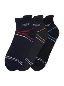 FABdon Men Pack Of 3 Anti-Odour Ankle-Length Socks