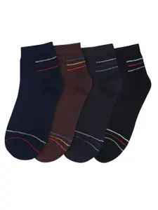 FABdon Men Pack Of 4 Anti-Odour Ankle-Length Socks