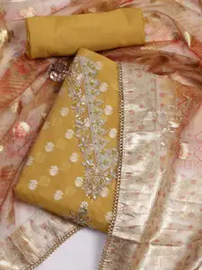 Meena Bazaar Ethnic Motif Woven Design Embellished Unstitched Dress Material