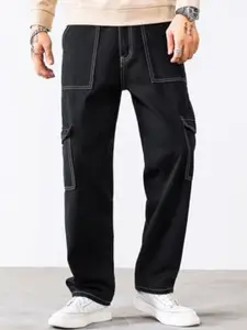 PLUS 91 Men Comfort Mid-Rise Stretchable Cargo Jeans