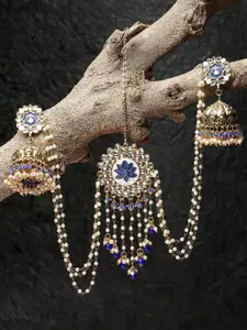 KARATCART Gold-Plated Dome Shaped Jhumkas Earrings With Juda Pin