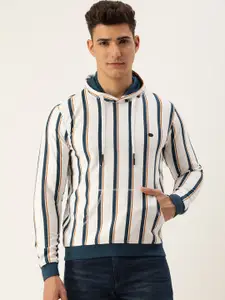 Peter England Striped Hooded Sweatshirt