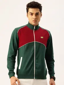 Peter England Mock Collar Colourblocked Sweatshirt